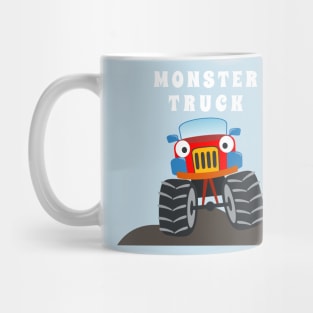 illustration of monster truck with cartoon style. Mug